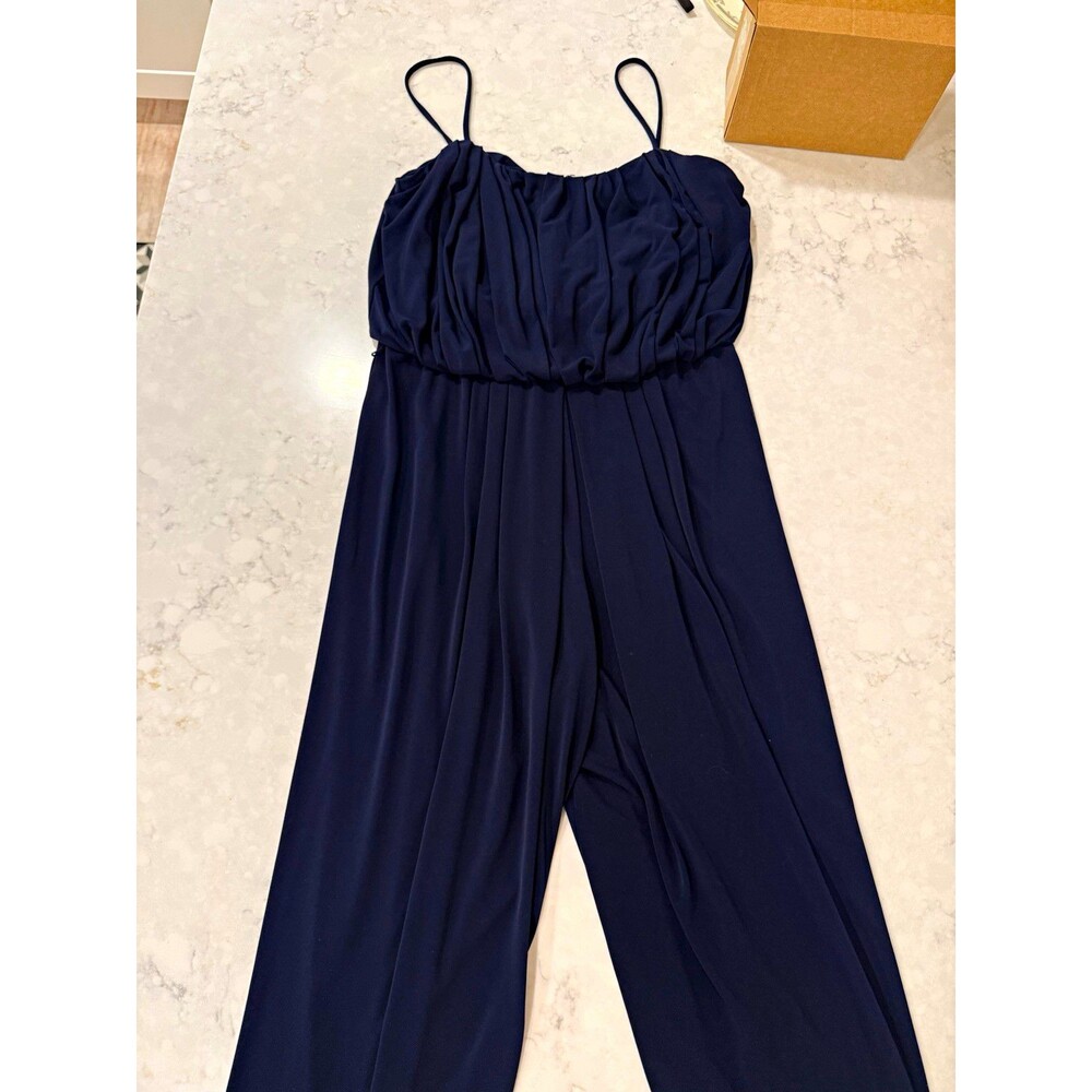 Boston Proper Women’s Blue Sleeveless Solid Jumpsuit One-Piece Size 2